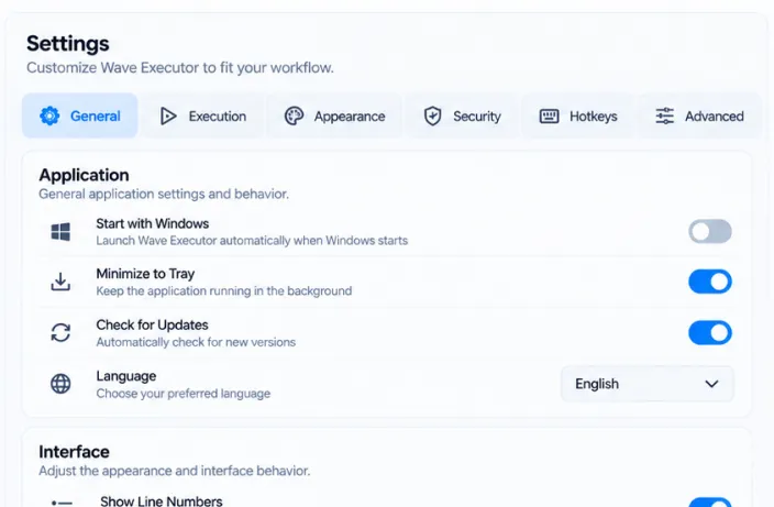 Wave Executor Settings Panel